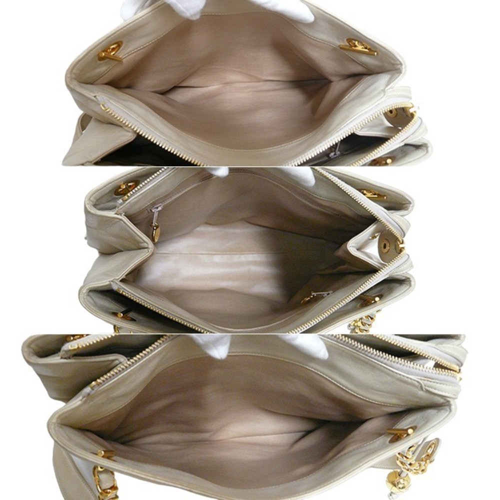 Chanel Lambskin Chain Bag Ivory Gold View 5